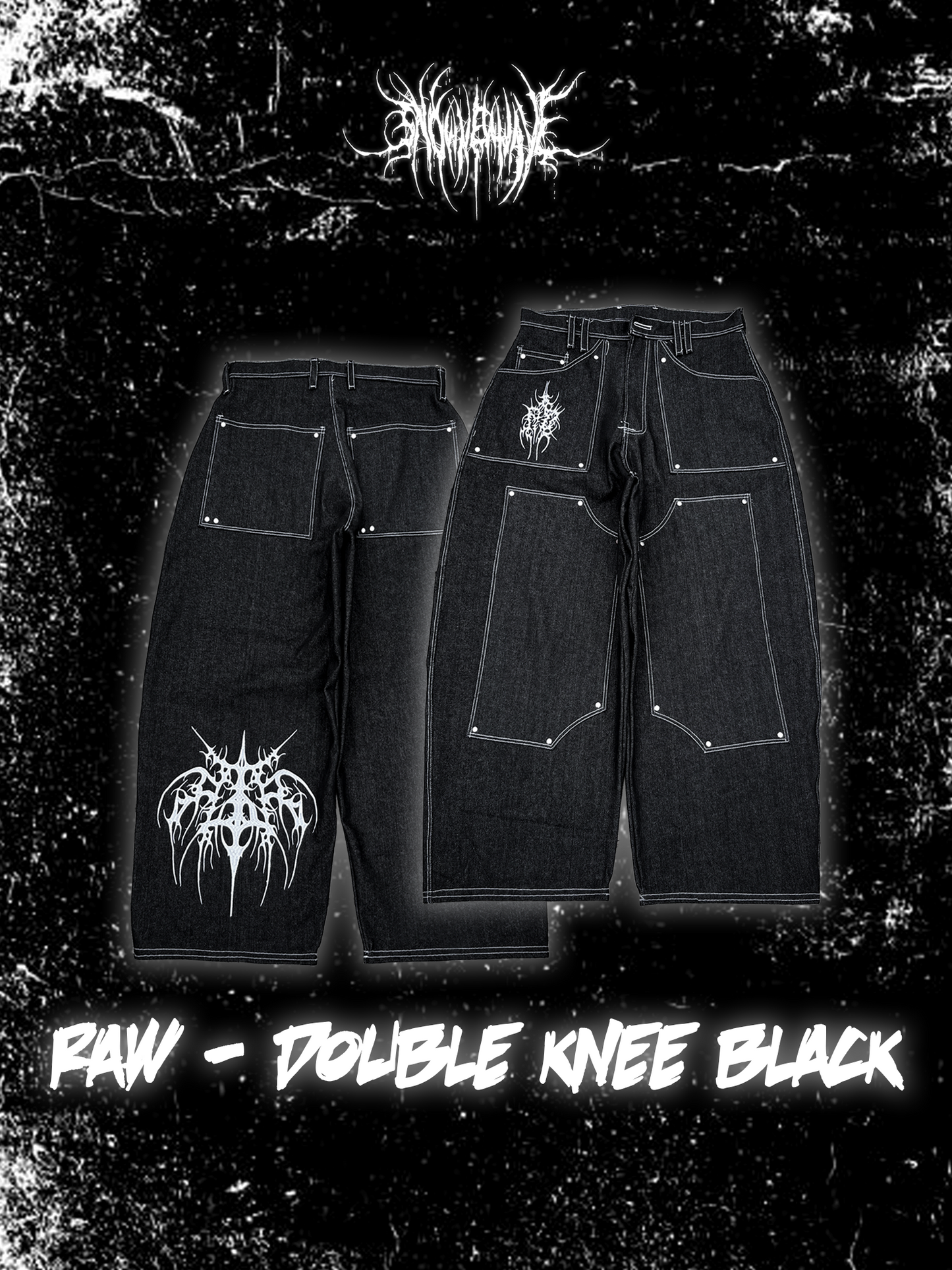 Baggy Jean "RAW - DOUBLE KNEE BLACK"