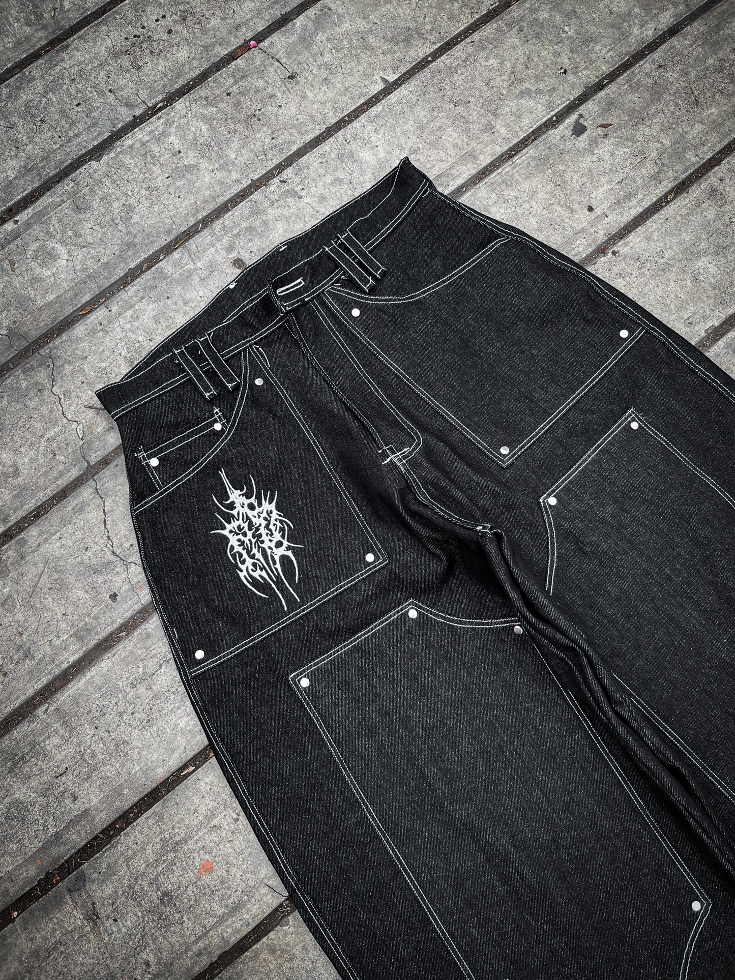 Baggy Jean "RAW - DOUBLE KNEE BLACK"