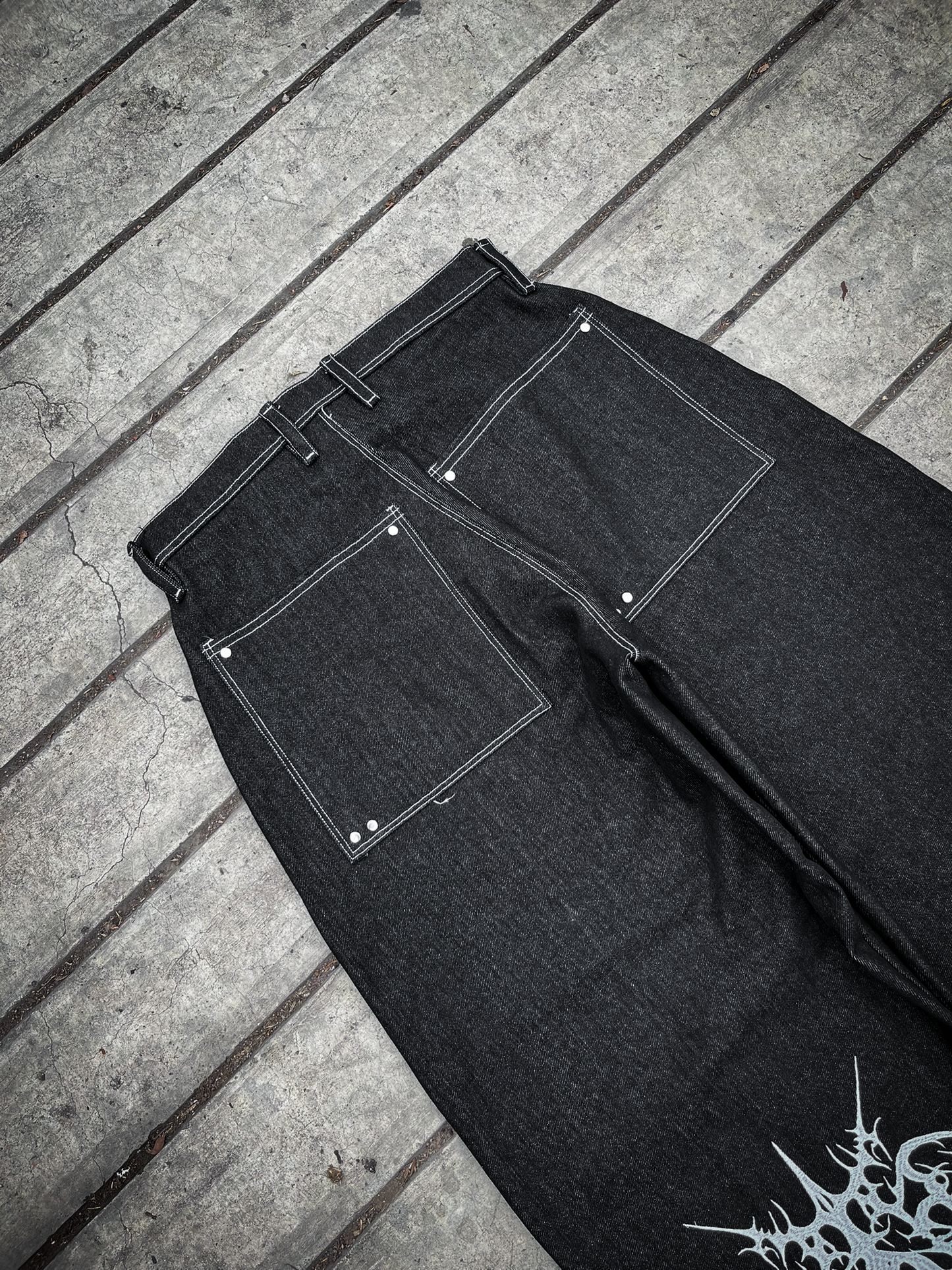 Baggy Jean "RAW - DOUBLE KNEE BLACK"