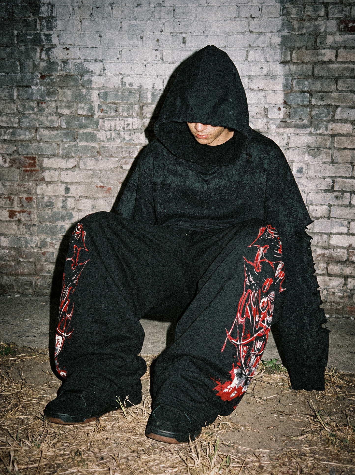 Hoodie Distresse Black Washed