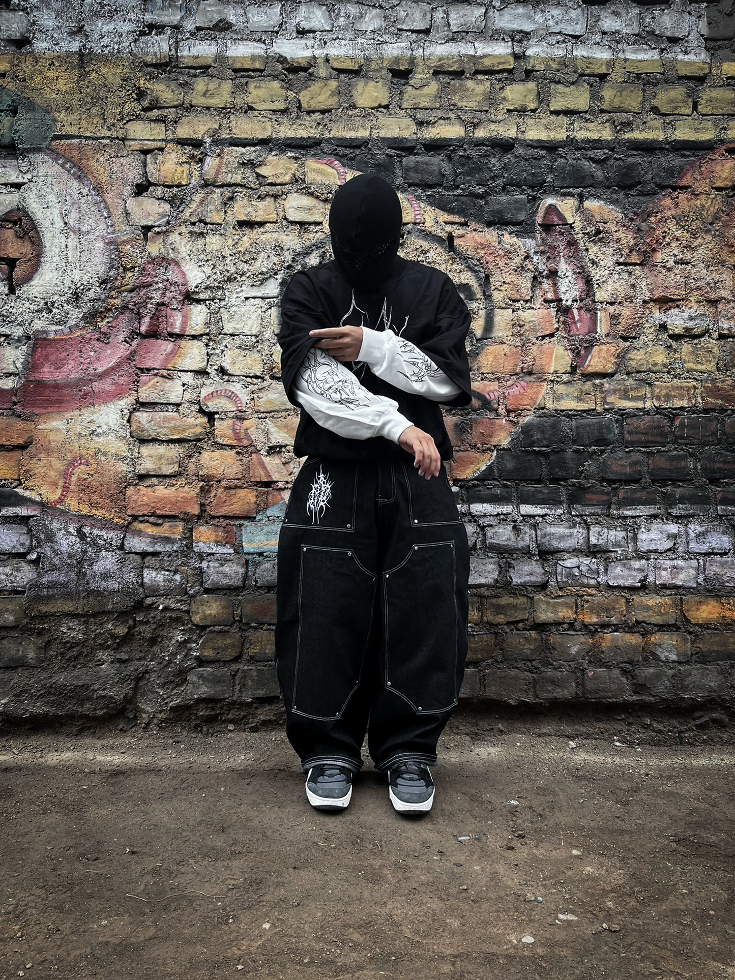 Baggy Jean "RAW - DOUBLE KNEE BLACK"