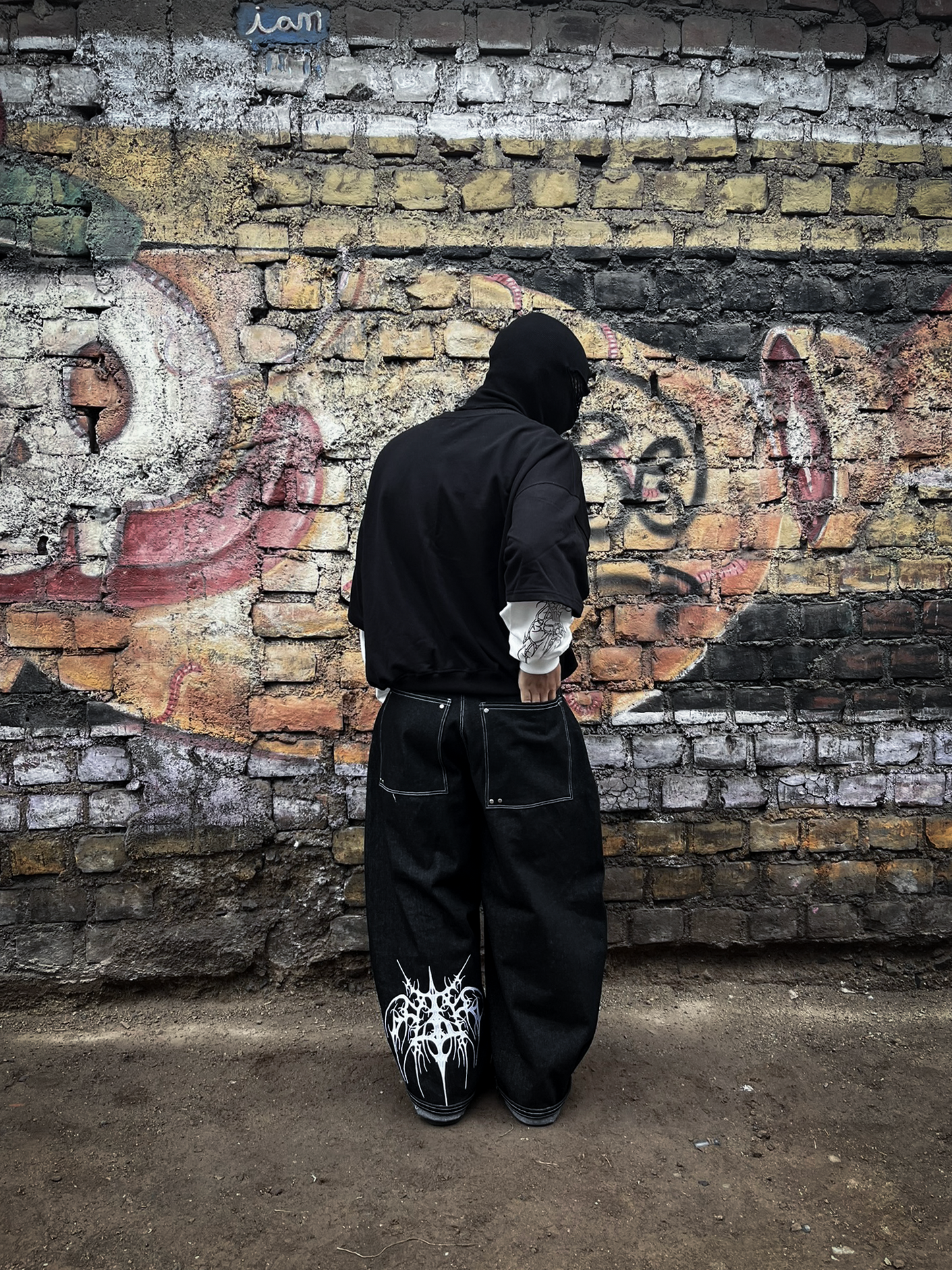 Baggy Jean "RAW - DOUBLE KNEE BLACK"