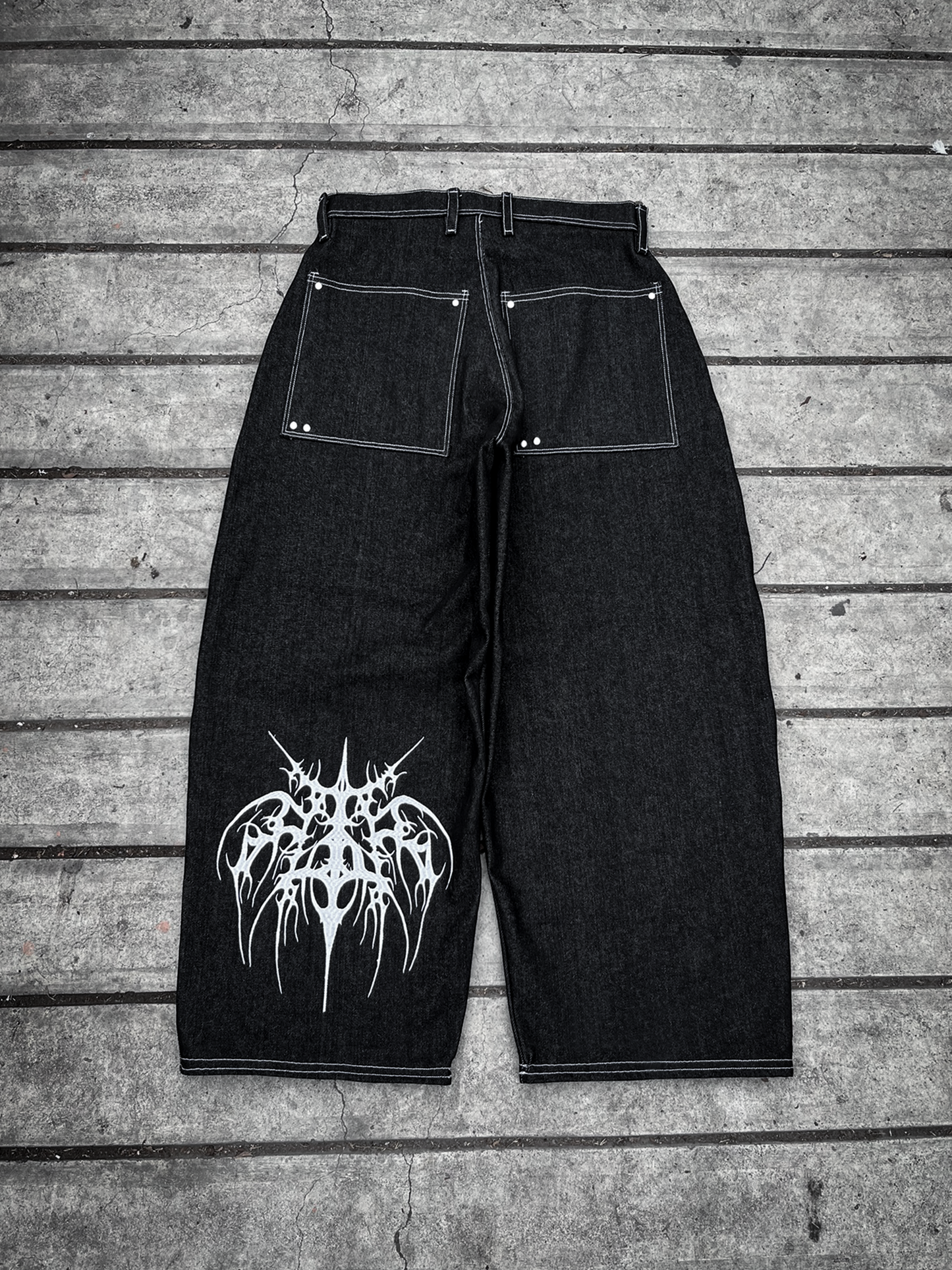 Baggy Jean "RAW - DOUBLE KNEE BLACK"