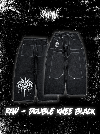 Baggy Jean "RAW - DOUBLE KNEE BLACK"
