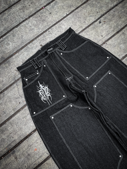Baggy Jean "RAW - DOUBLE KNEE BLACK"