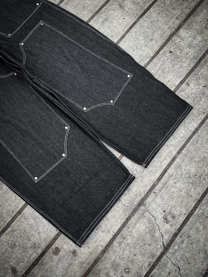 Baggy Jean "RAW - DOUBLE KNEE BLACK"