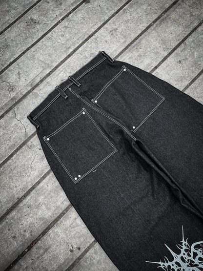 Baggy Jean "RAW - DOUBLE KNEE BLACK"