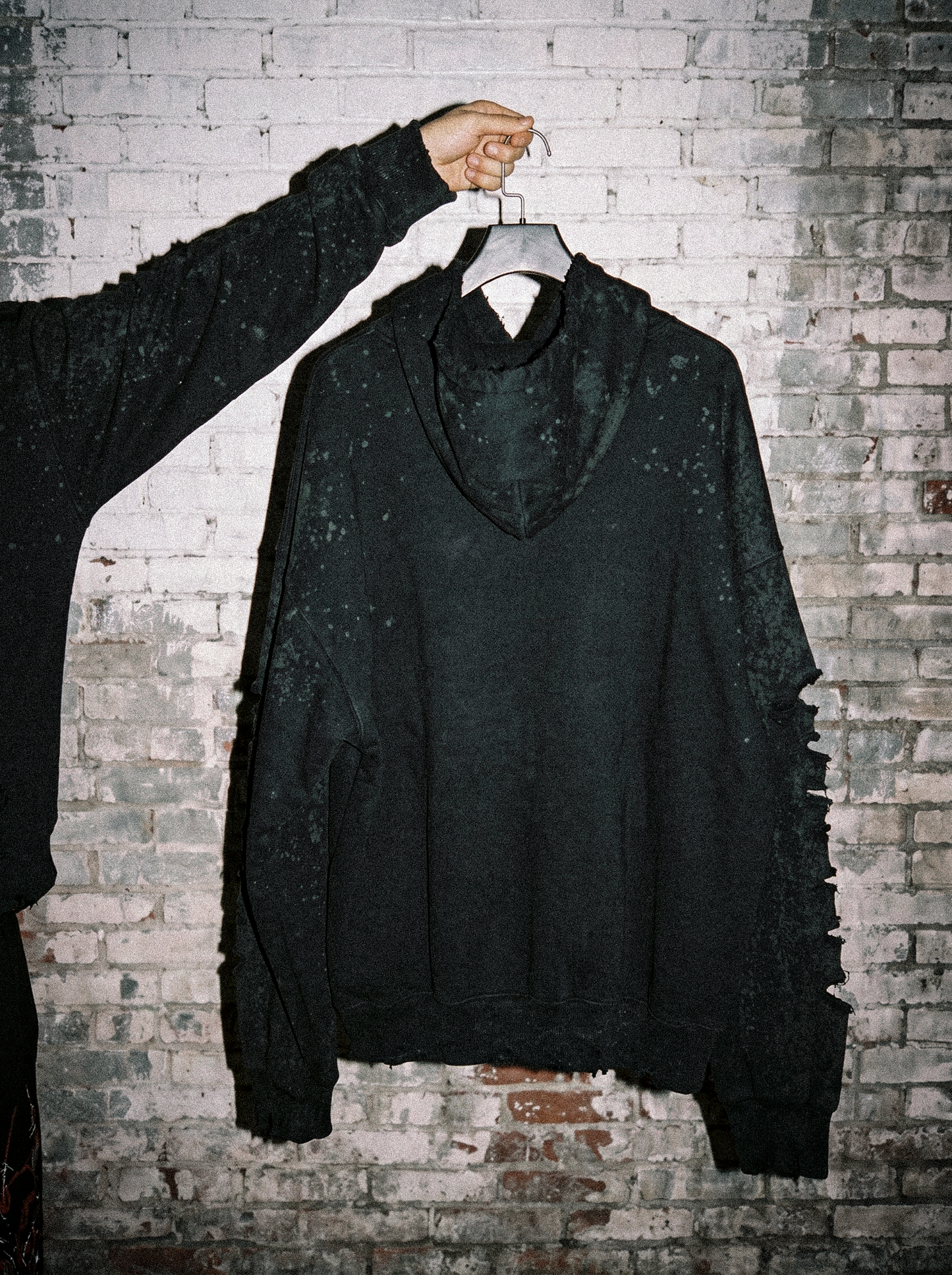 Hoodie Distresse Black Washed