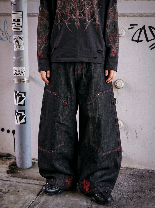 Carpenter Tribal Red Raw Denim
