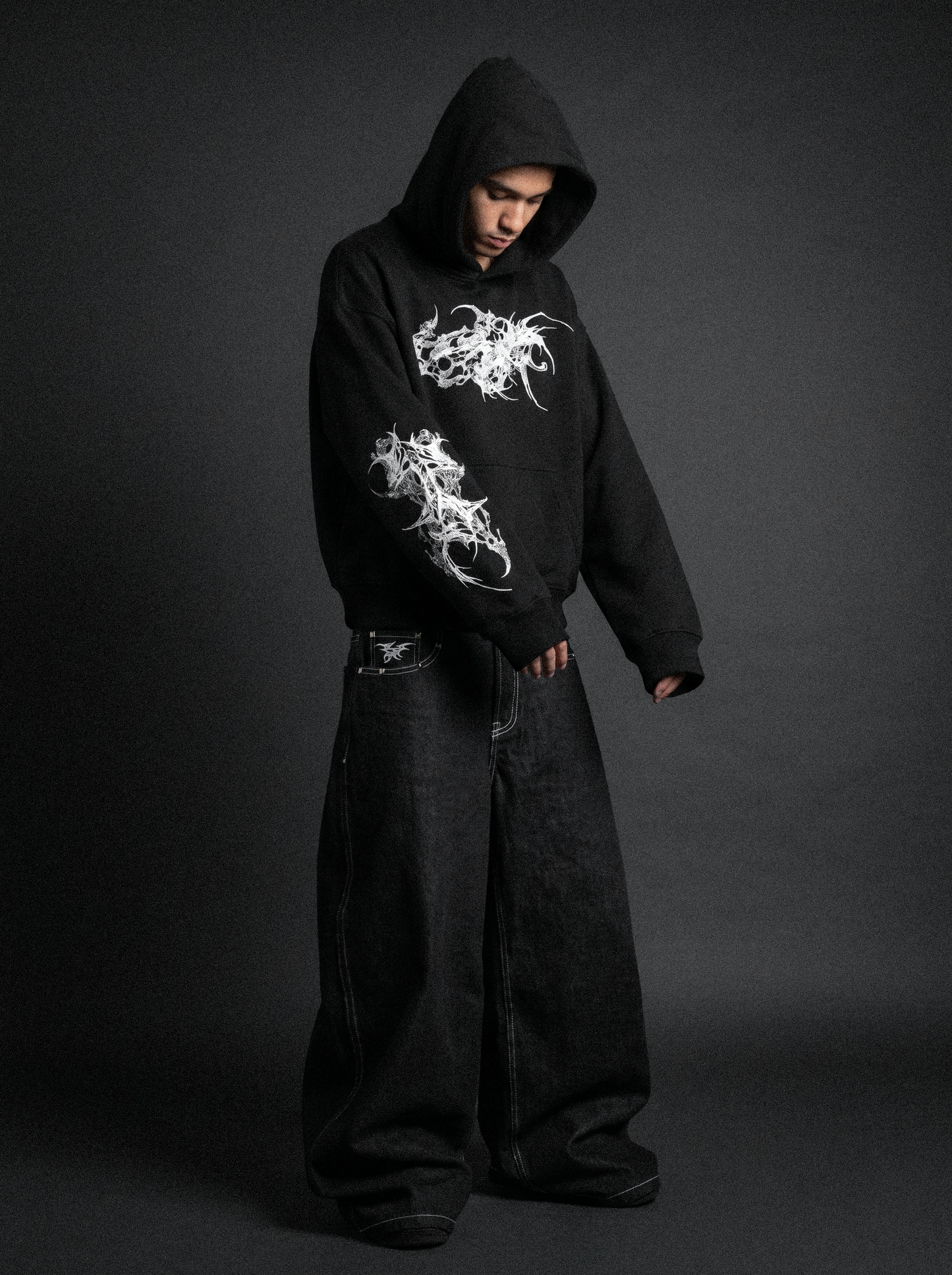 STATIC RAW DENIM 02 — BLACK/WHITE
