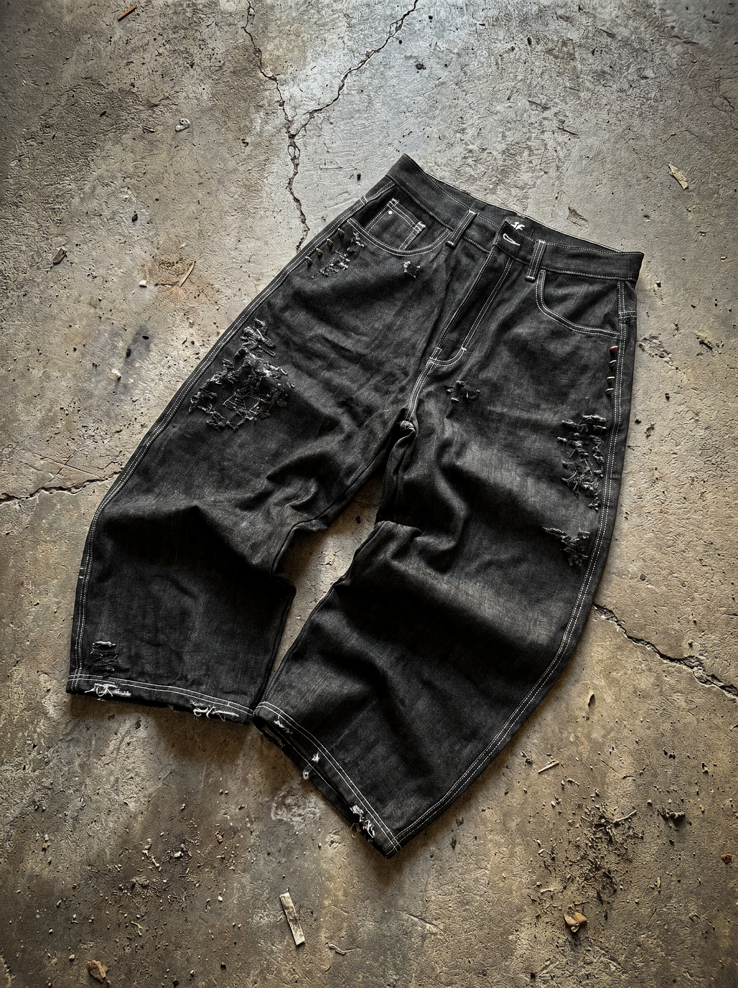 Destroyed Raw Denim