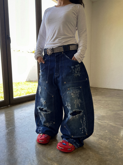 Carpenter Distresse Raw Denim Indigo