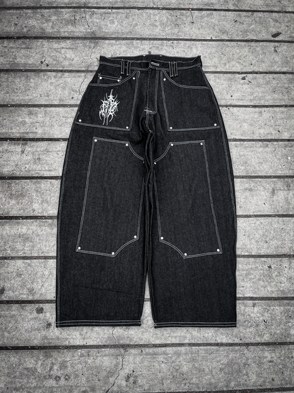 Baggy Jean "RAW - DOUBLE KNEE BLACK"