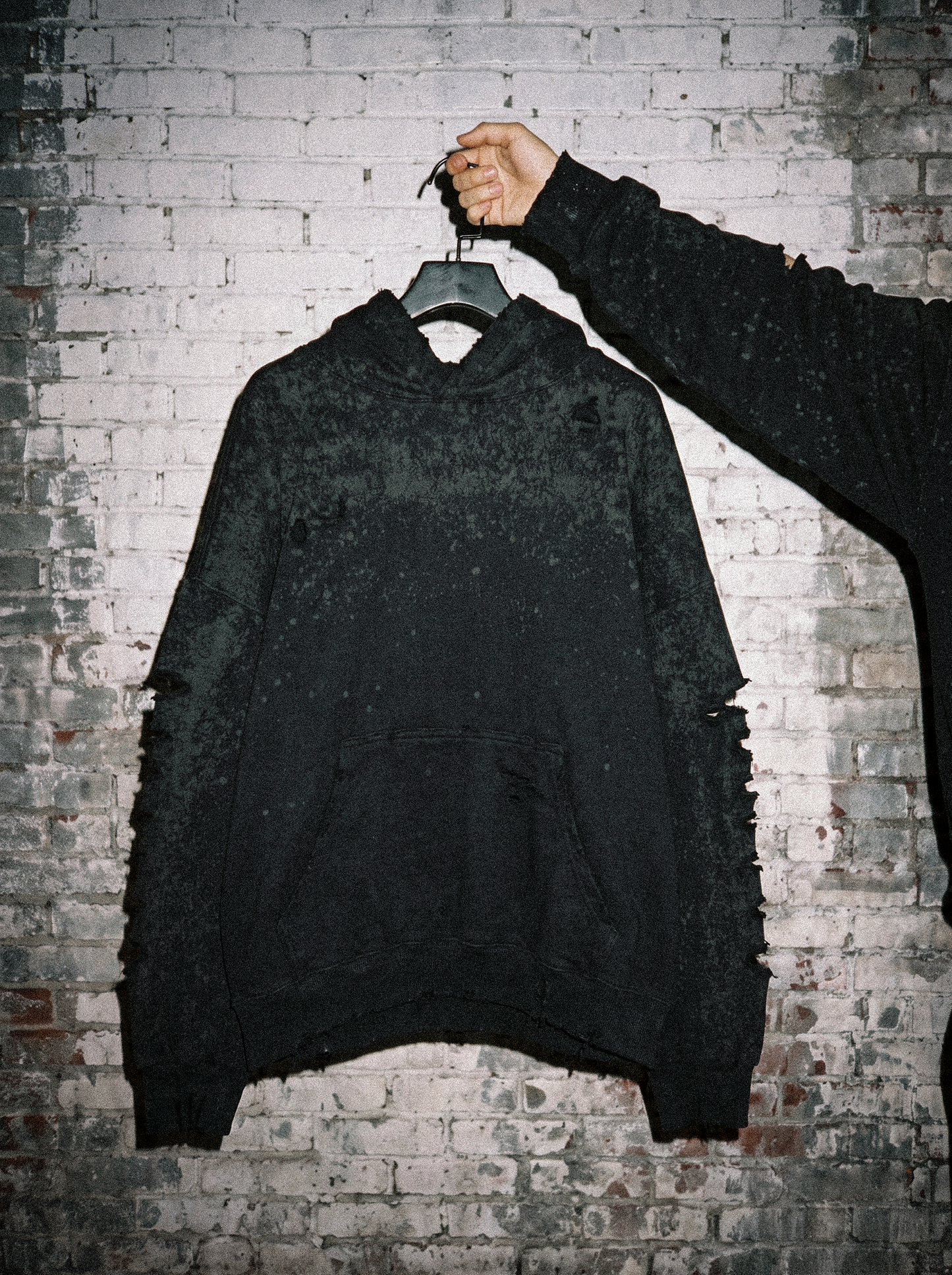Hoodie Distresse Black Washed