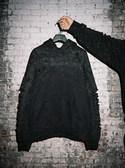 Hoodie Distresse Black Washed