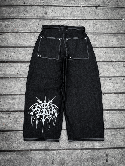Baggy Jean "RAW - DOUBLE KNEE BLACK"