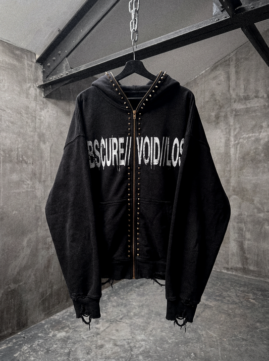 DISTRESSE POINTED ZIP HOODIE