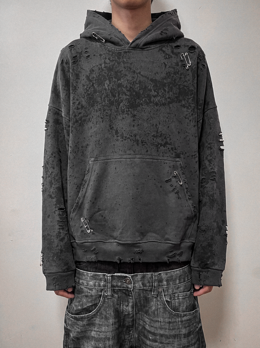 Hoodie Distresse Grey